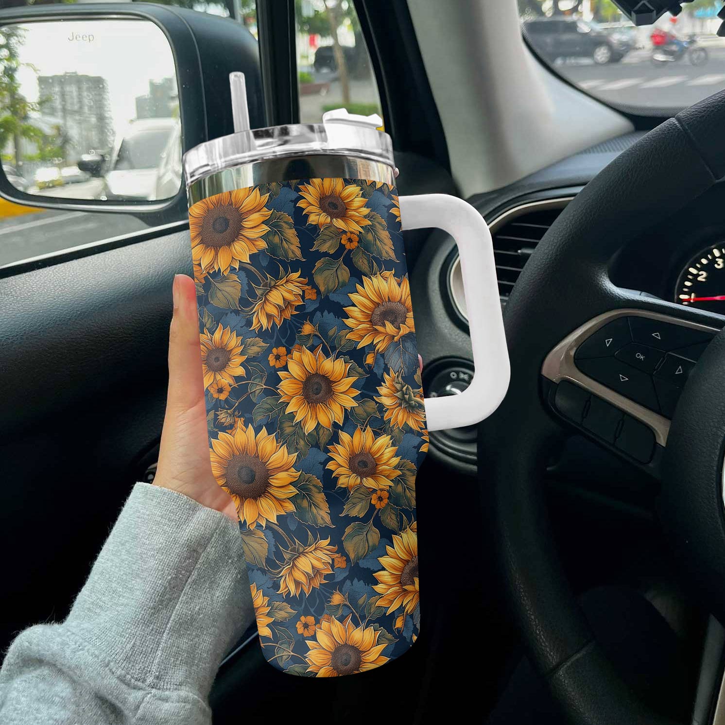 Hippie 40 Oz Shineful™ Tumbler Classical Sunflowers Tl10 White 40Oz