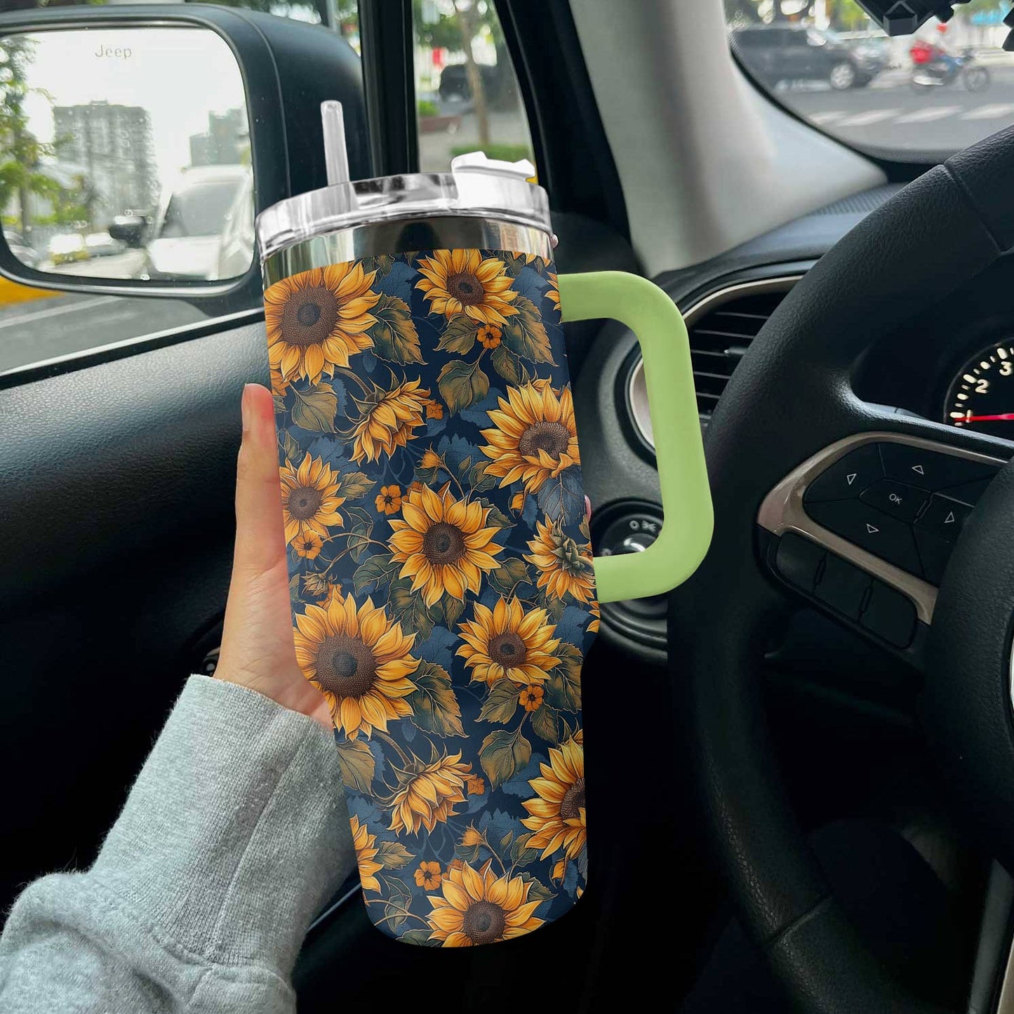 Hippie 40 Oz Shineful™ Tumbler Classical Sunflowers Tl10 Green 40Oz