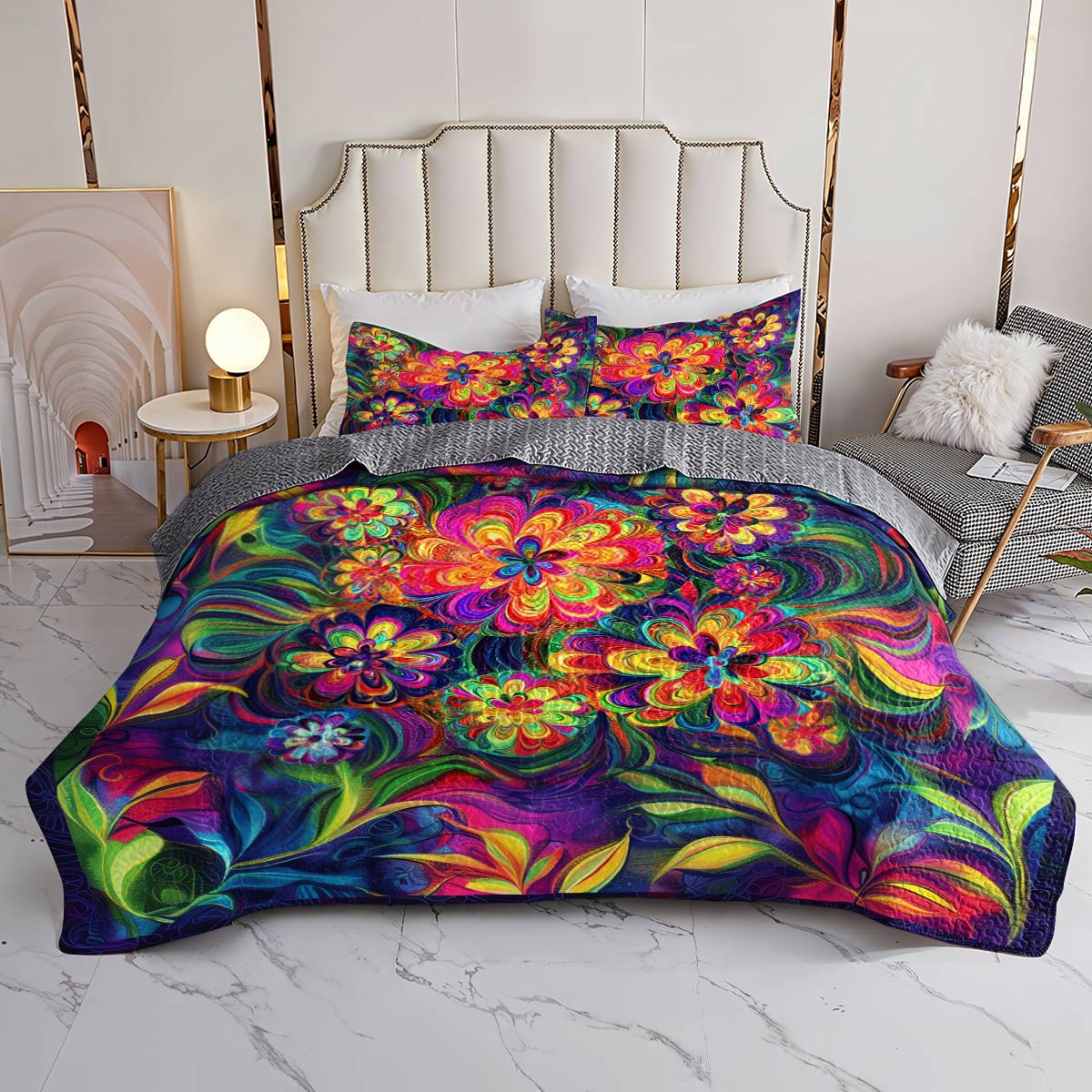 Shineful All Season Quilt 3-Piece Set Gorgeous Flower Child