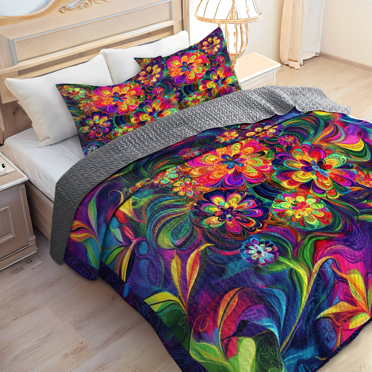 Shineful All Season Quilt 3-Piece Set Gorgeous Flower Child