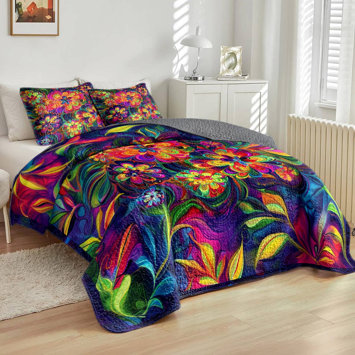 Shineful All Season Quilt 3-Piece Set Gorgeous Flower Child