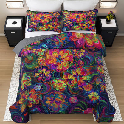 Shineful All Season Quilt 3-Piece Set Spiral Flower Child