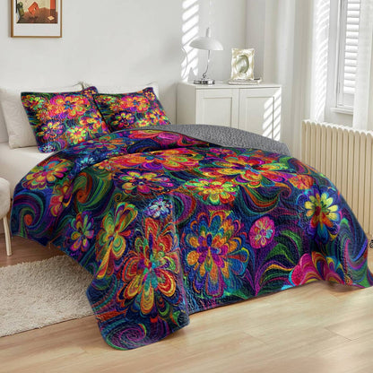 Shineful All Season Quilt 3-Piece Set Spiral Flower Child