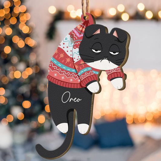 Hanging Cats - Personalized Wooden Ornament