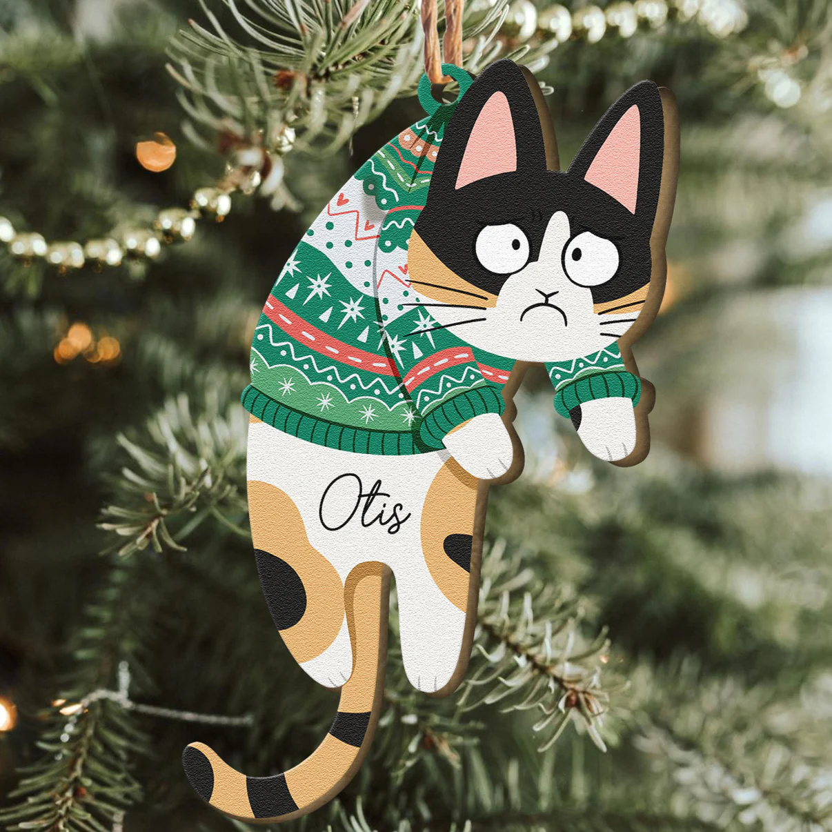 Hanging Cats - Personalized Wooden Ornament