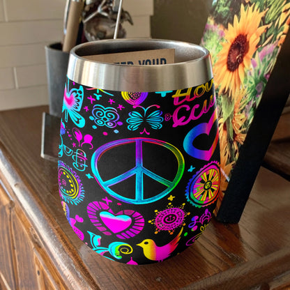 Shineful Wine Tumbler Hippie Peace Sign