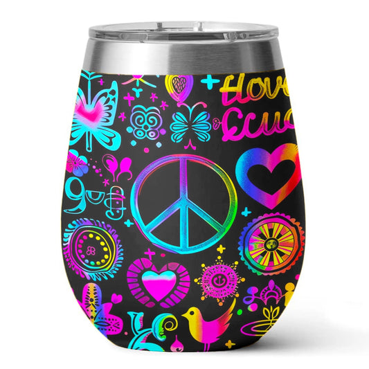 Glänzender Weinbecher Hippie Peace Zeichen