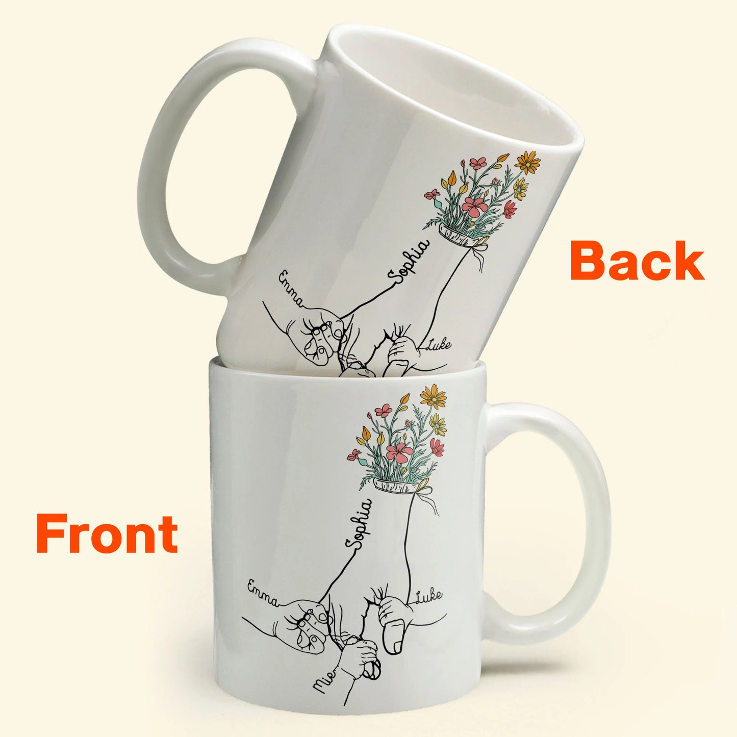 Shineful Holding Mom's Hand Personalized Mug