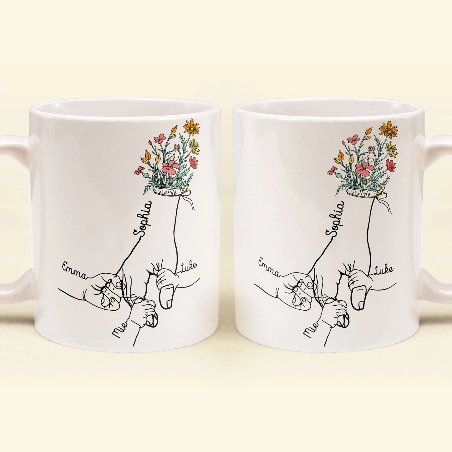 Shineful Holding Mom's Hand Personalized Mug