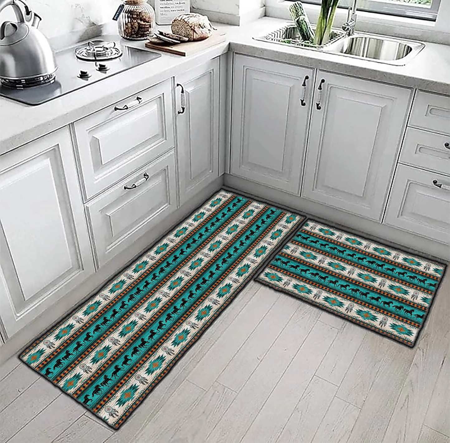 Shineful Traditional Horse Ultra-Thin Non Skid Floor Mat, Kitchen Rugs