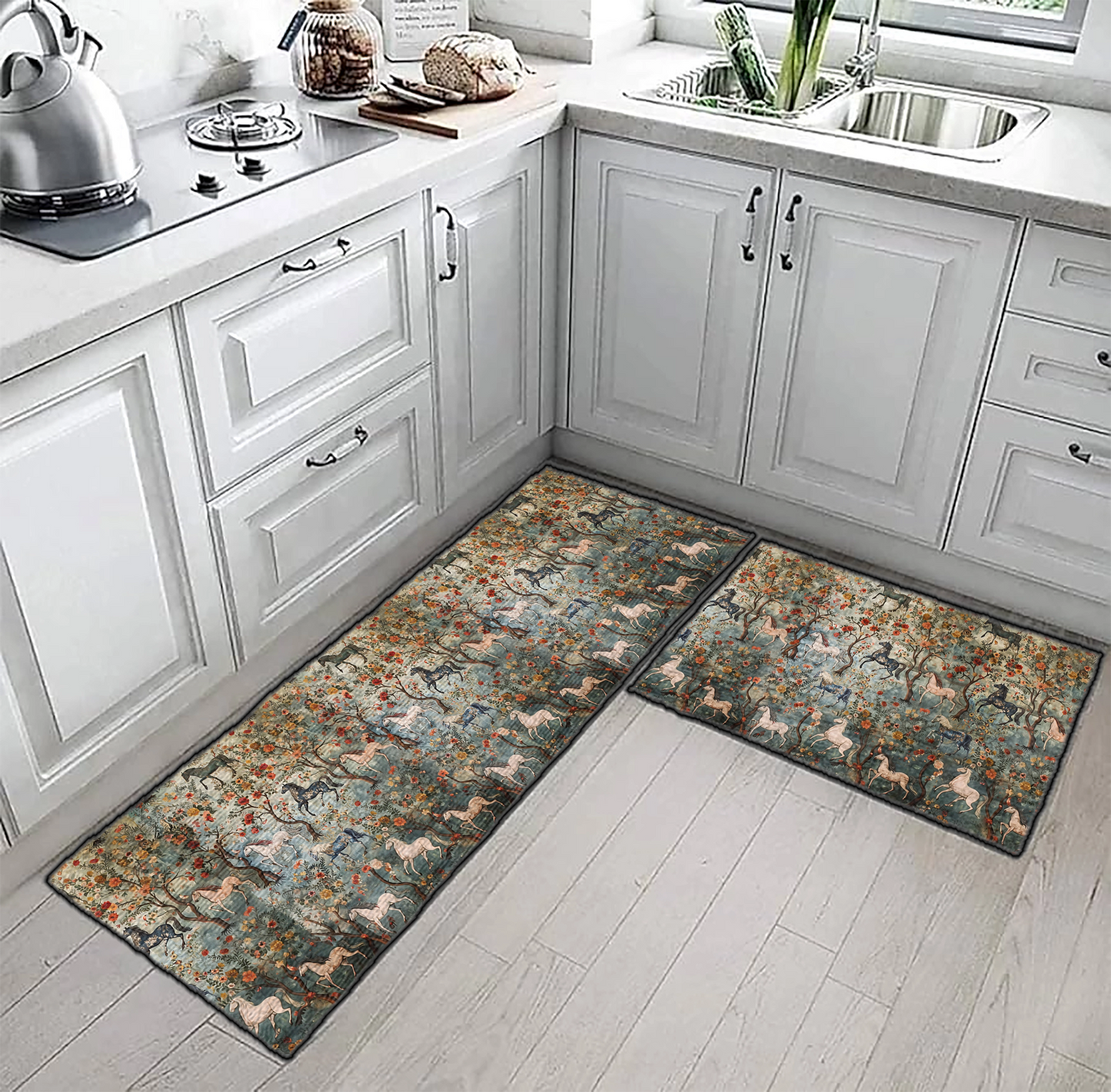 Shineful Graceful Horse Ultra-Thin Non Skid Floor Mat, Kitchen Rugs