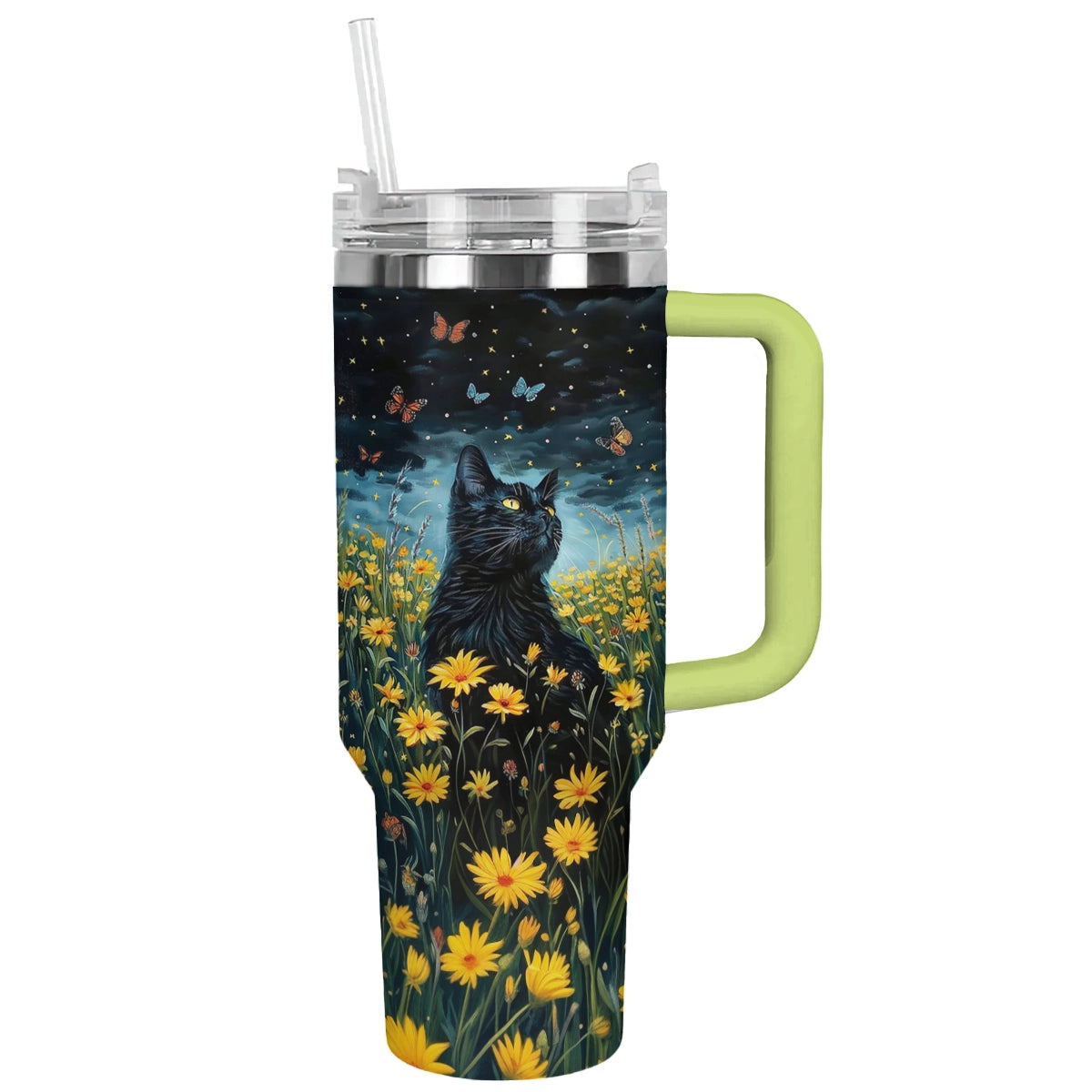 Shineful Tumbler Floral Black Cat