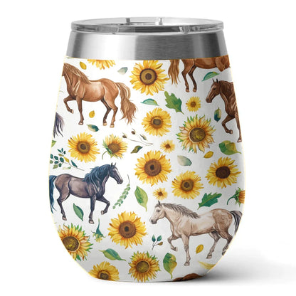 Horse 12 Oz Shineful™ Wine Tumbler Floral Vq03 12Oz