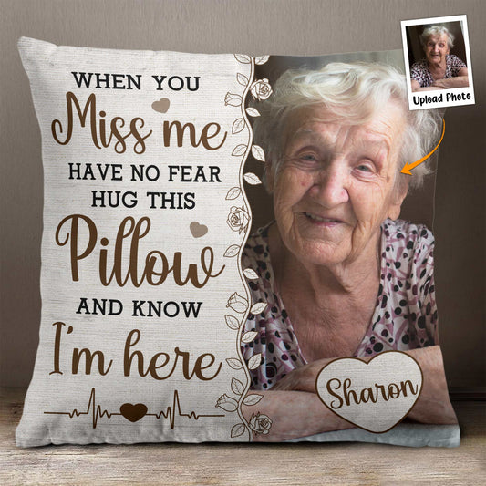 Shineful Pillow Hug This Pillow And Know I'm Here Personalized Photo Pillow Insert Included