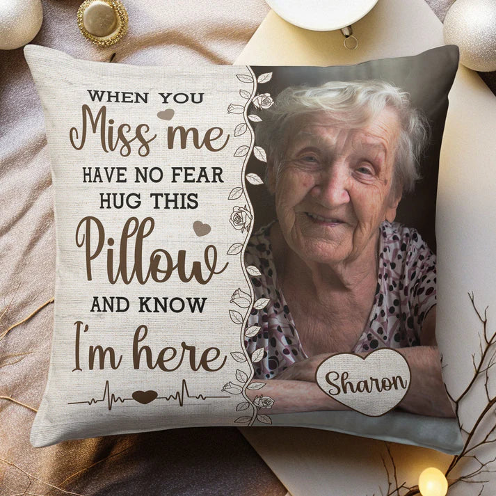 Shineful Pillow Hug This Pillow And Know I'm Here Personalized Photo Pillow Insert Included