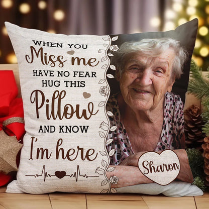 Shineful Pillow Hug This Pillow And Know I'm Here Personalized Photo Pillow Insert Included