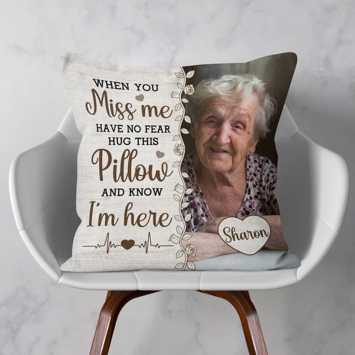 Shineful Pillow Hug This Pillow And Know I'm Here Personalized Photo Pillow Insert Included