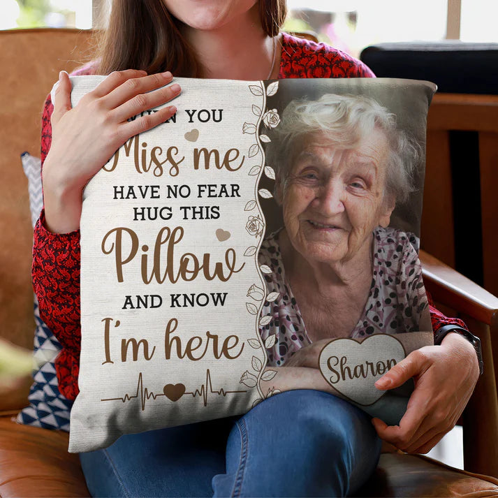 Shineful Pillow Hug This Pillow And Know I'm Here Personalized Photo Pillow Insert Included