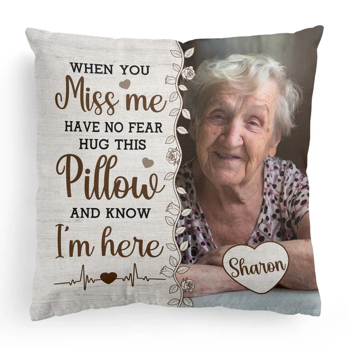 Shineful Pillow Hug This Pillow And Know I'm Here Personalized Photo Pillow Insert Included