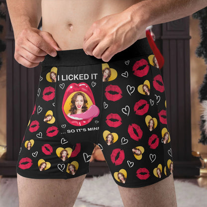 Boxer pour homme Shineful Je l'ai léché, alors c'est à moi Boxer pour homme avec photo personnalisée