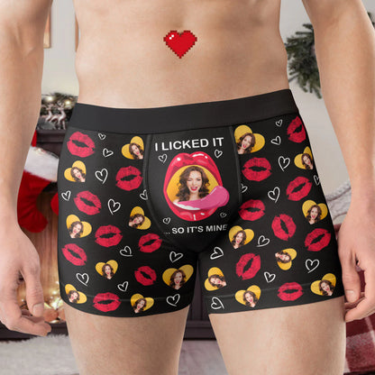 Shineful Men's Boxer Briefs I Licked It So It's Mine Personalized Photo Men's Boxer Briefs