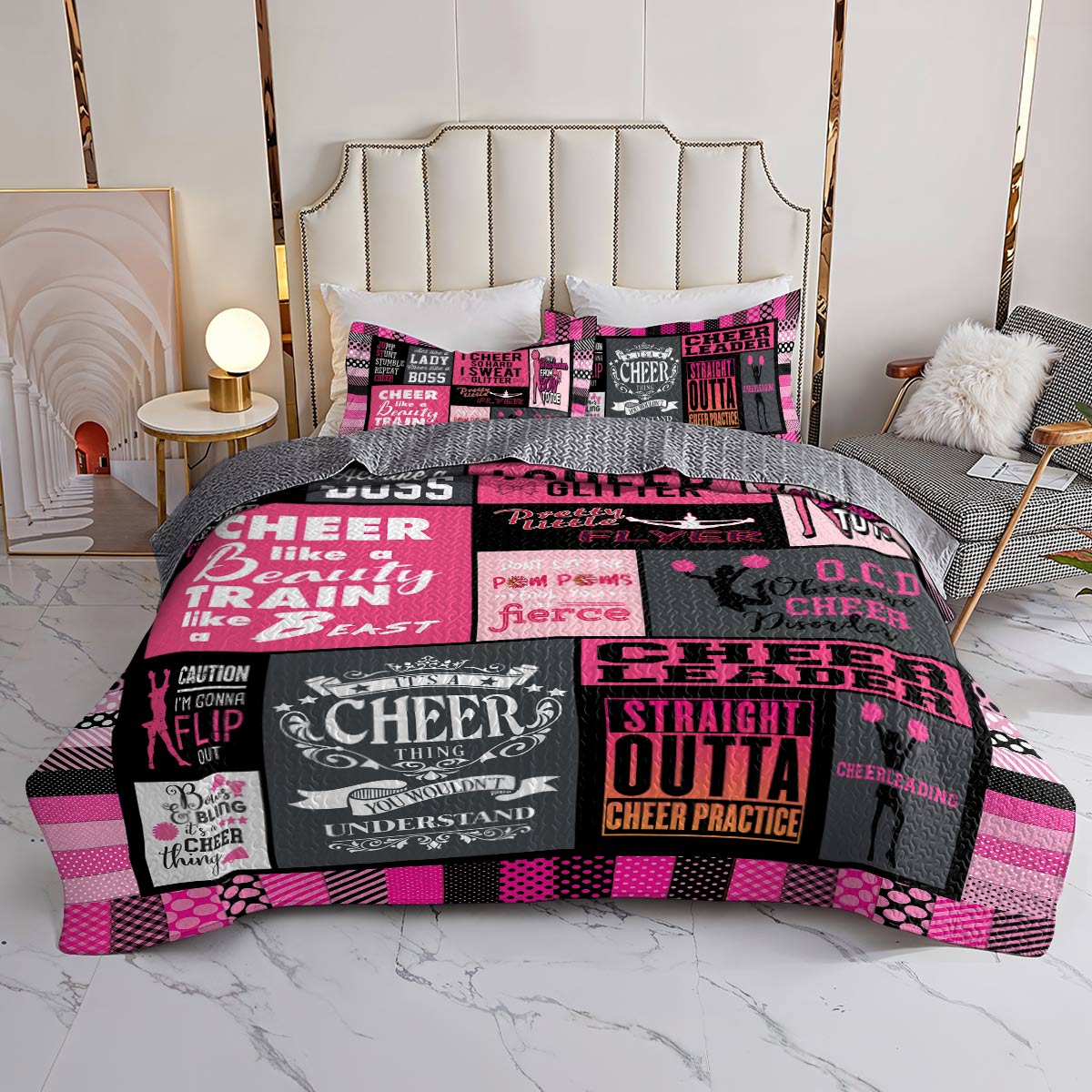 Shineful All Season Quilt 3-Piece Set I Cheer So Hard I Sweat Glitter