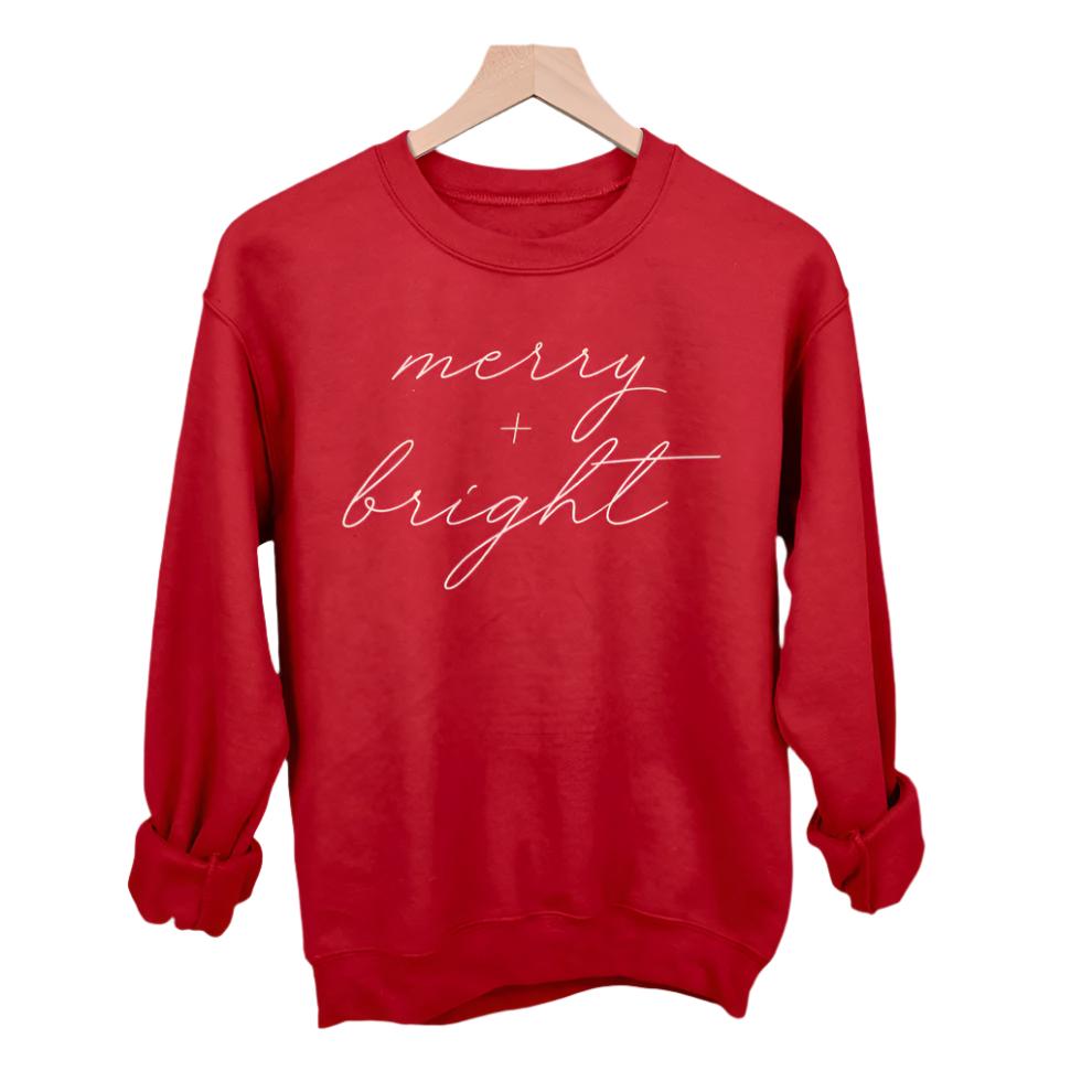 Shineful Sweatshirts Merry And Bright White Script