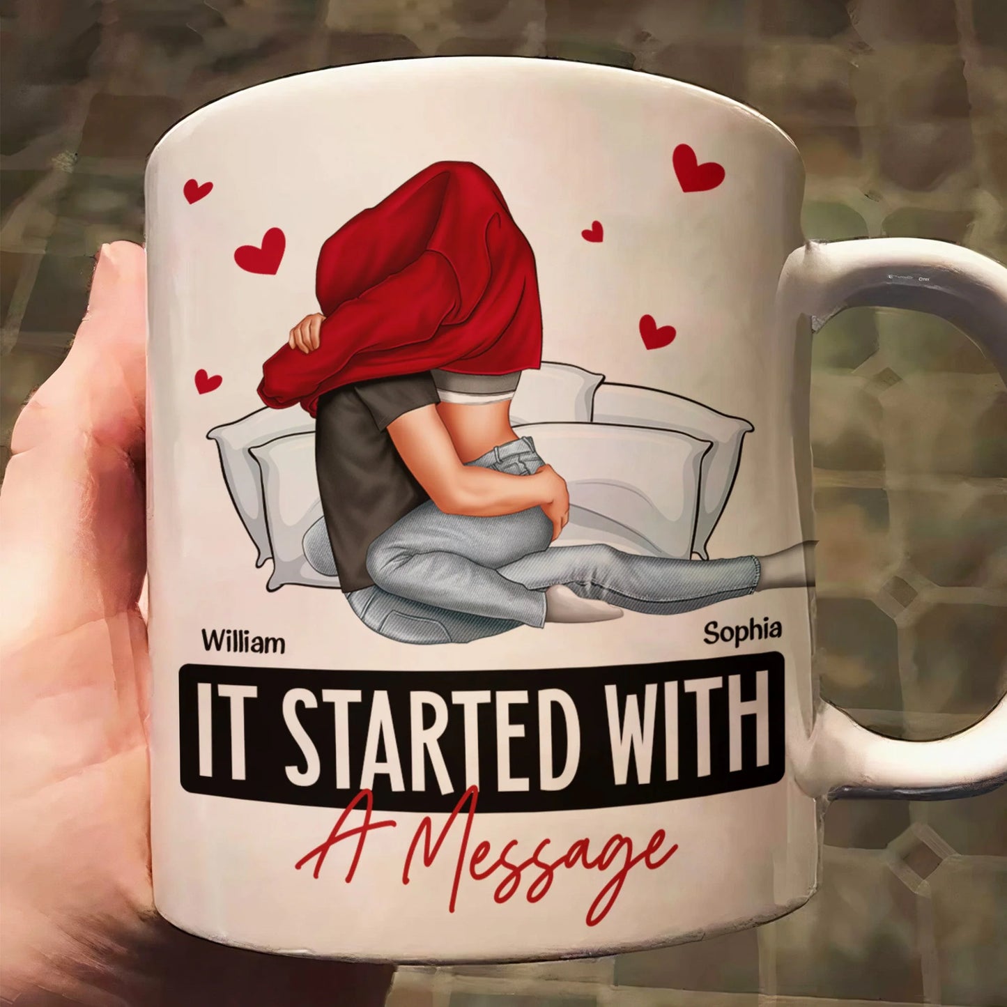 Shineful It Started With A Message Romantic Couples Personalized Mug