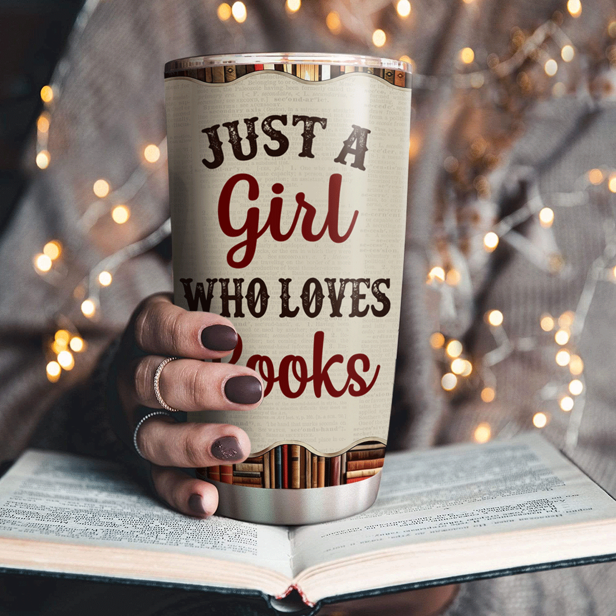 Shineful Tumbler 20 Oz Reading Gift - A Girl Who Loves Books Reading Personalized