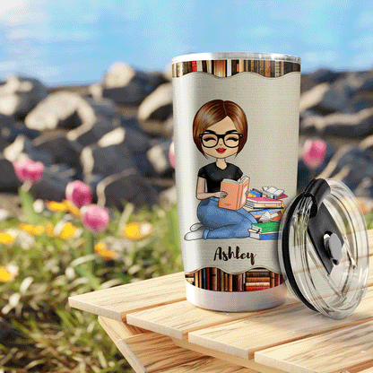 Shineful Tumbler 20 Oz Reading Gift - A Girl Who Loves Books Reading Personalized