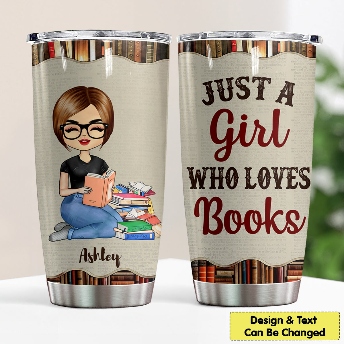 Shineful Tumbler 20 Oz Reading Gift - A Girl Who Loves Books Reading Personalized