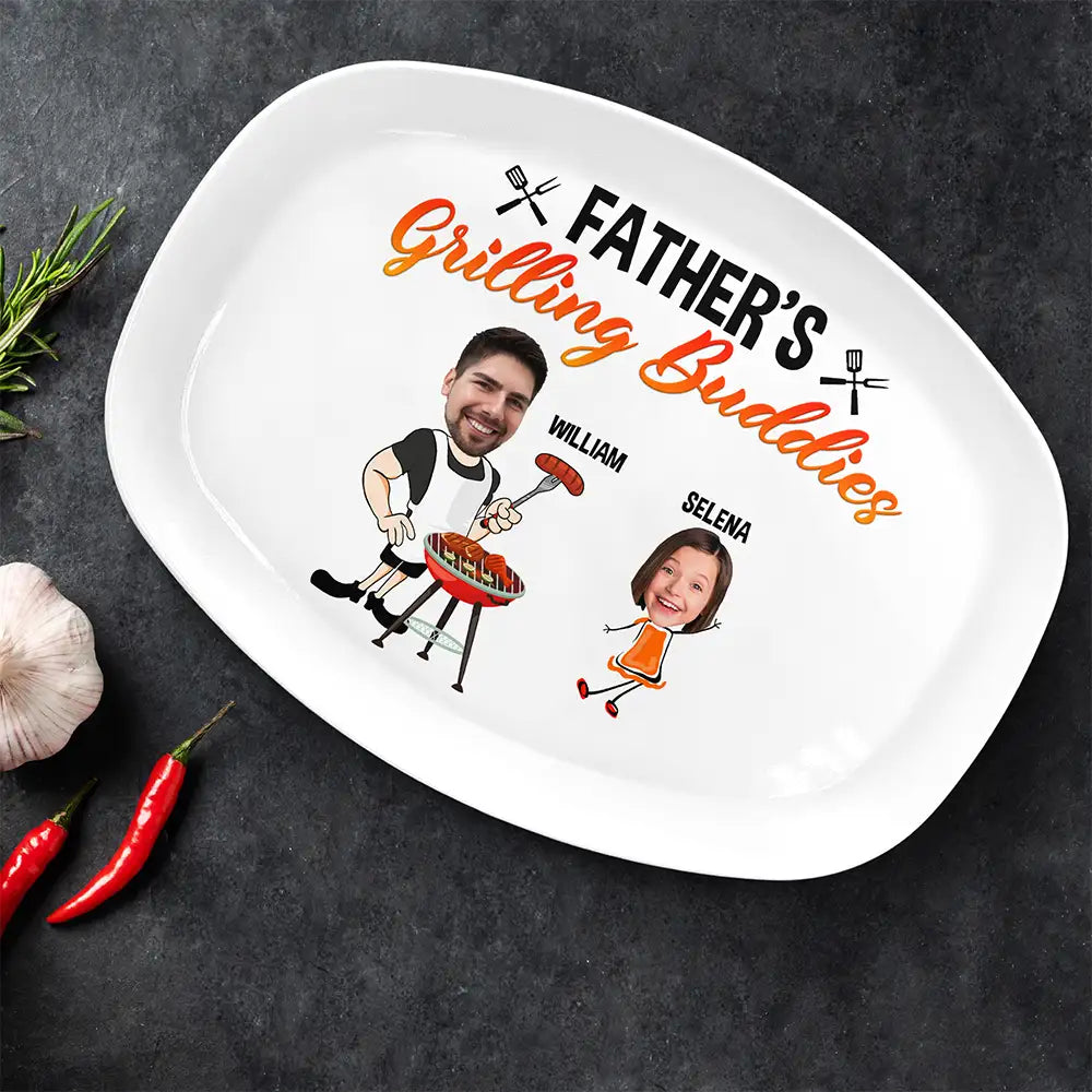 Shineful Custom Photo Daddy's Grilling Buddies - Personalized Dinner Plate