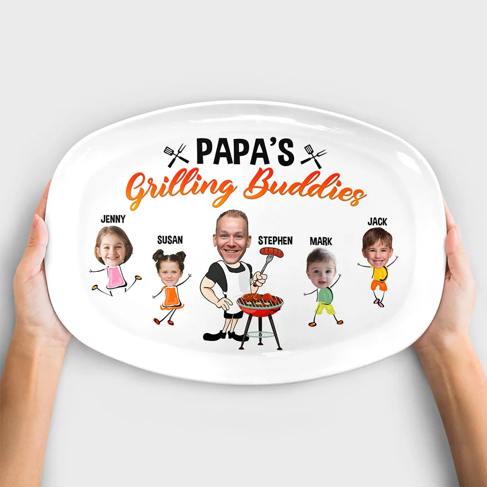 Shineful Custom Photo Daddy's Grilling Buddies - Personalized Dinner Plate