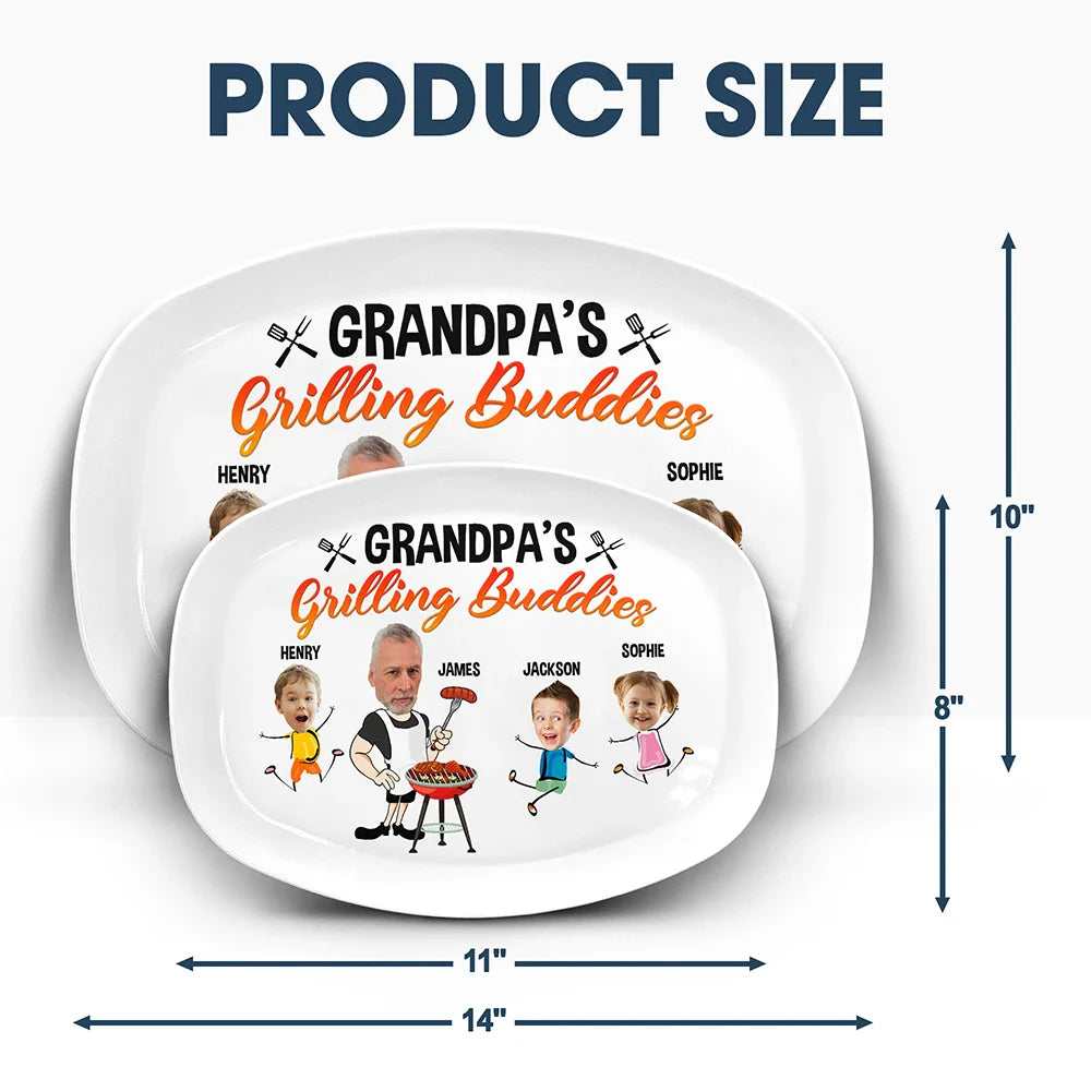 Shineful Custom Photo Daddy's Grilling Buddies - Personalized Dinner Plate