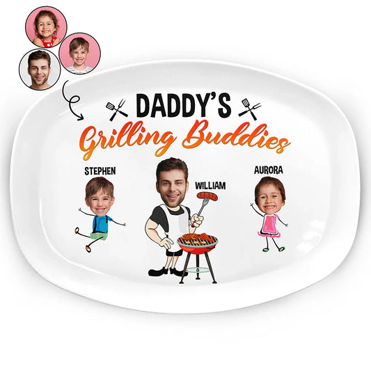 Shineful Custom Photo Daddy's Grilling Buddies - Personalized Dinner Plate