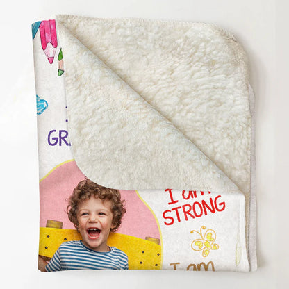 Shineful Blanket I Am Kind Smart Loved Affirmations For Kids - Personalized Photo Blanket