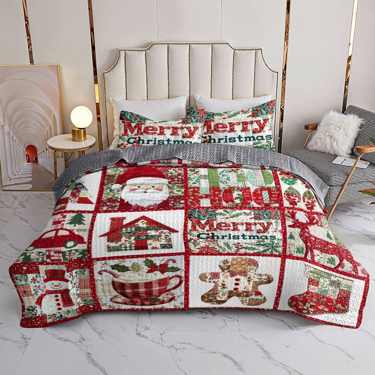 Shineful All Season Quilt 3-Piece Set Merry Christmas