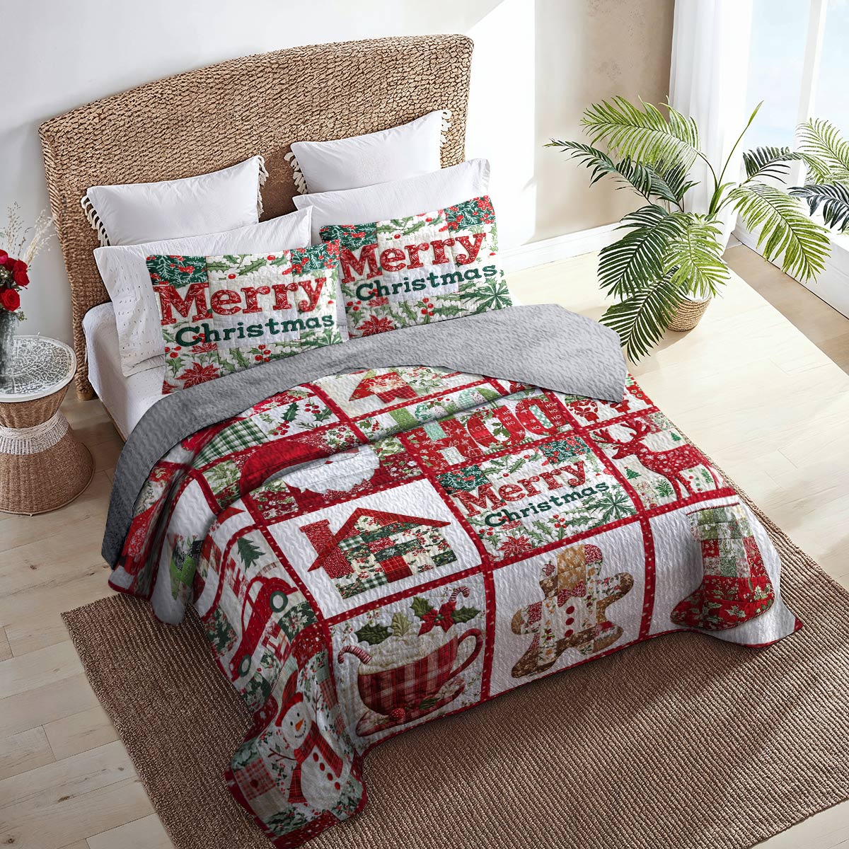 Shineful All Season Quilt 3-Piece Set Merry Christmas