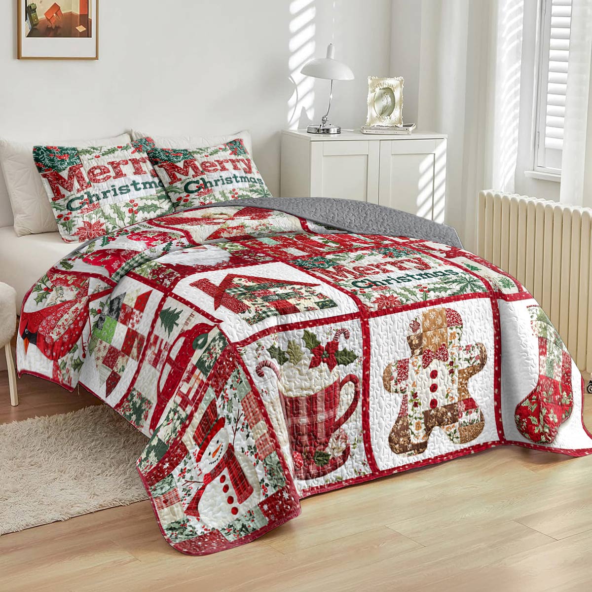 Shineful All Season Quilt 3-Piece Set Merry Christmas