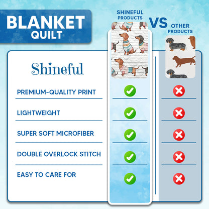 Shineful All Season Quilt 3-teiliges Set mit Dackelmotiv, lebendiges Blumenmuster