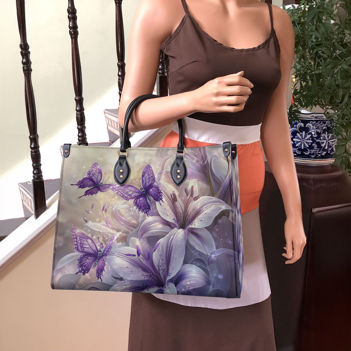 Shineful Leather Bag Butterfly Lilac Enchantment