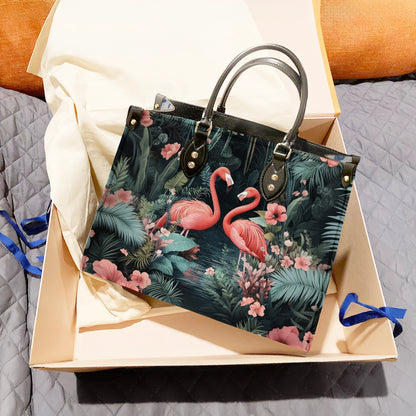 Glänzende Ledertasche Flamingo Love Story