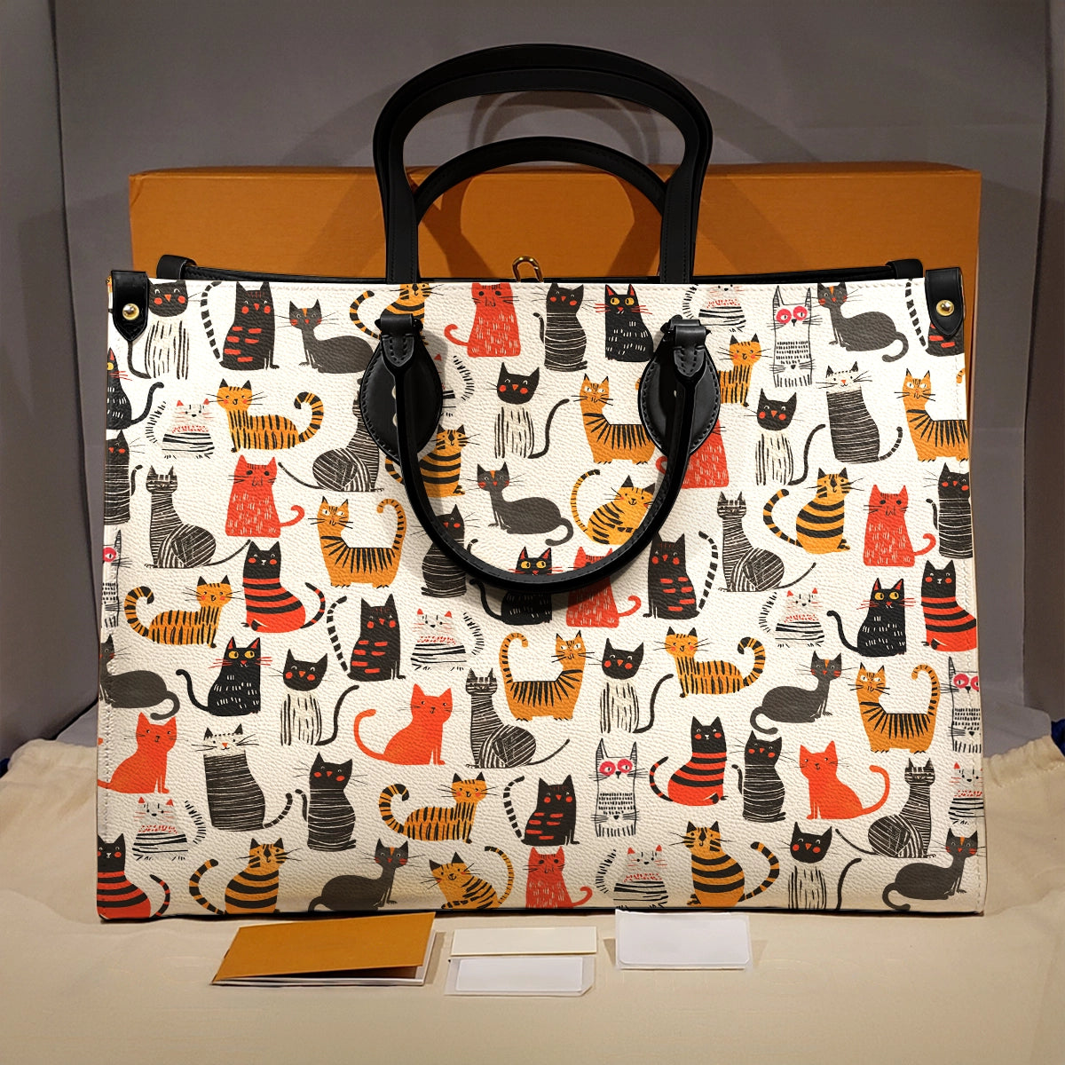 Shineful Leather Bag Funny Cat Doodles