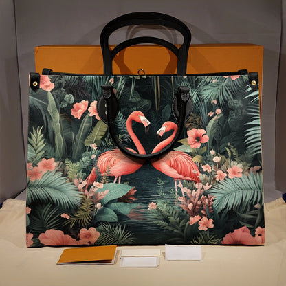 Glänzende Ledertasche Flamingo Love Story