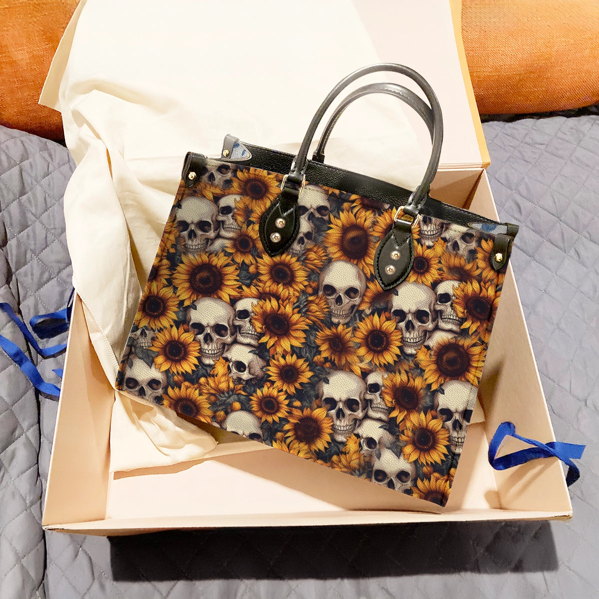 Shineful Leather Bag Sunflower Skulls