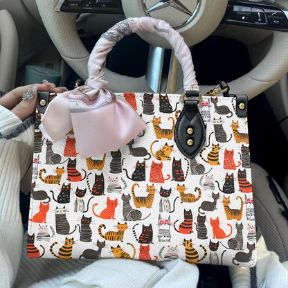 Shineful Leather Bag Funny Cat Doodles