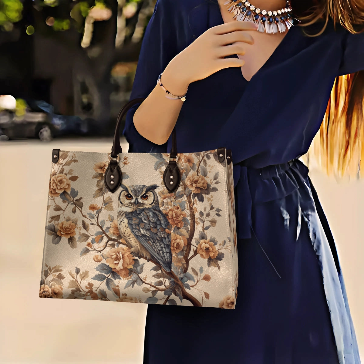 Shineful Leather Bag Majestic Owl