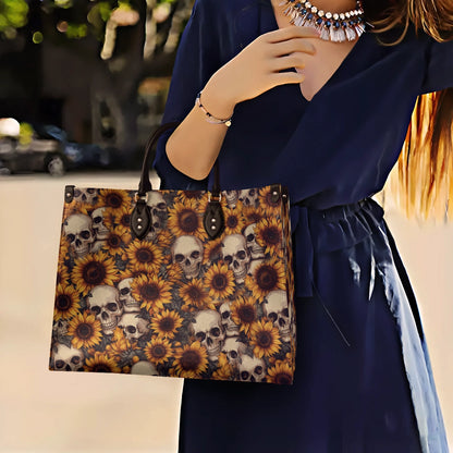 Shineful Leather Bag Sunflower Skulls