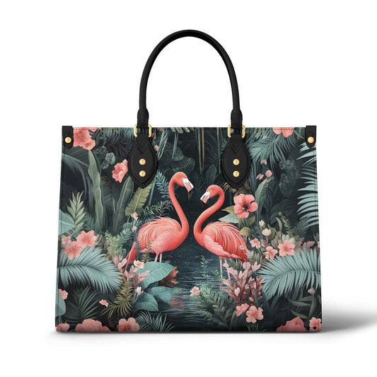 Glänzende Ledertasche Flamingo Love Story