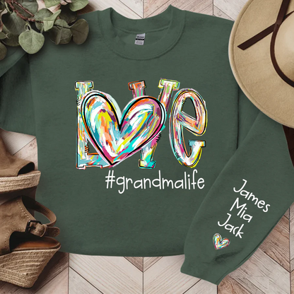 Shineful Sweatshirts Love Grandma Life Color Personalized Custom Name